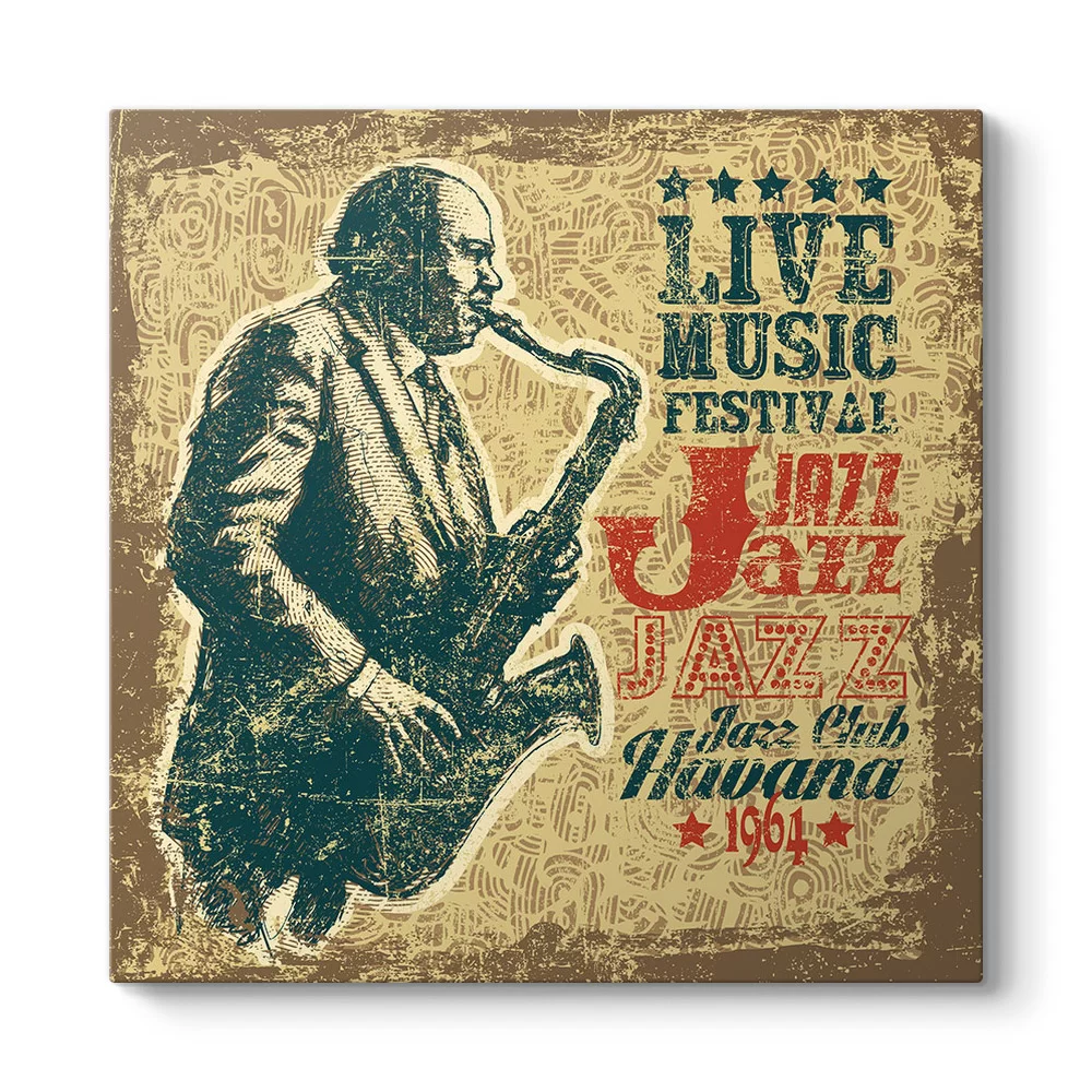 Retro Tasarım Jazz Müzik Tablosu - Model 3